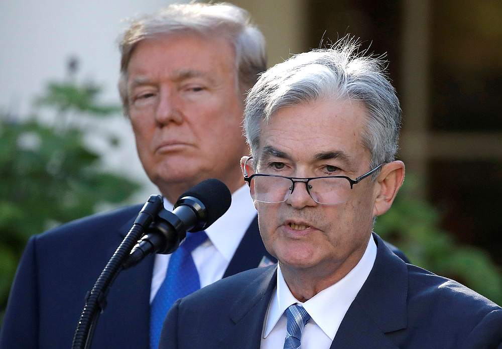 US President Donald Trump looks on as Jerome Powell speaks at the White House in Washington November 2, 2017. u00e2u20acu201d Reuters pic