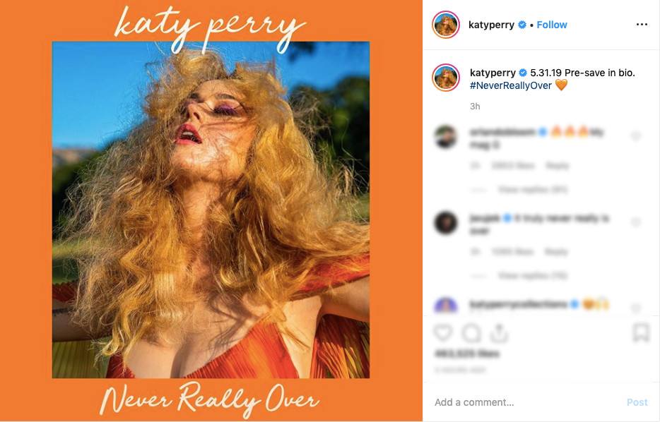 Katy Perry on Instagram 2019.