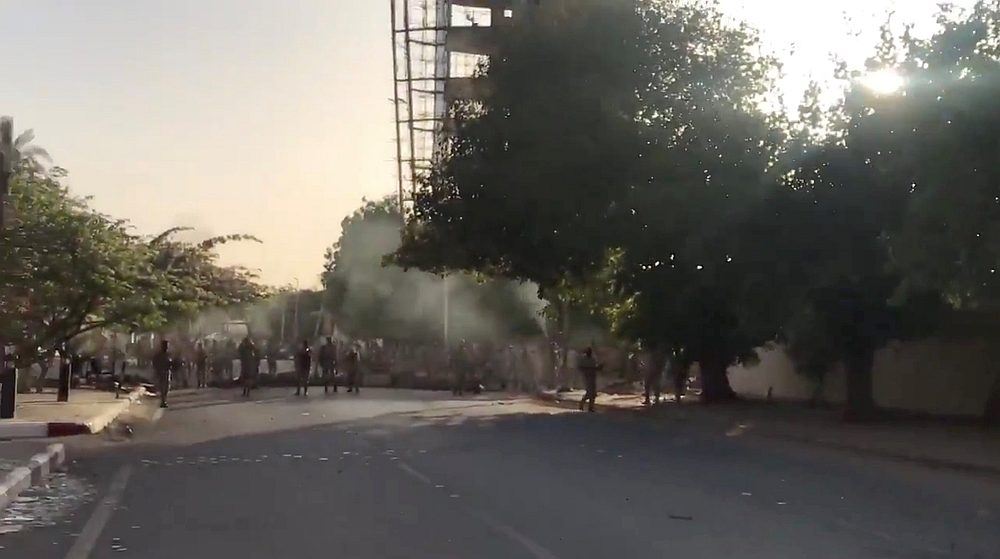 Shots are fired by Sudanese forces during a protest in Khartoum, Sudan May 15, 2019. u00e2u20acu201d Still video image from @AymanMakkawii1/ via Reuters
