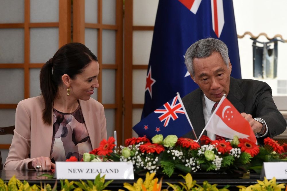 New Zealandu00e2u20acu2122s Prime Minister Jacinda Ardern (left) and her Singaporean counterpart Lee Hsien Loong attend a MOU signing ceremony at the Istana Presidential palace in Singapore, May 17, 2019. u00e2u20acu201d AFP pic