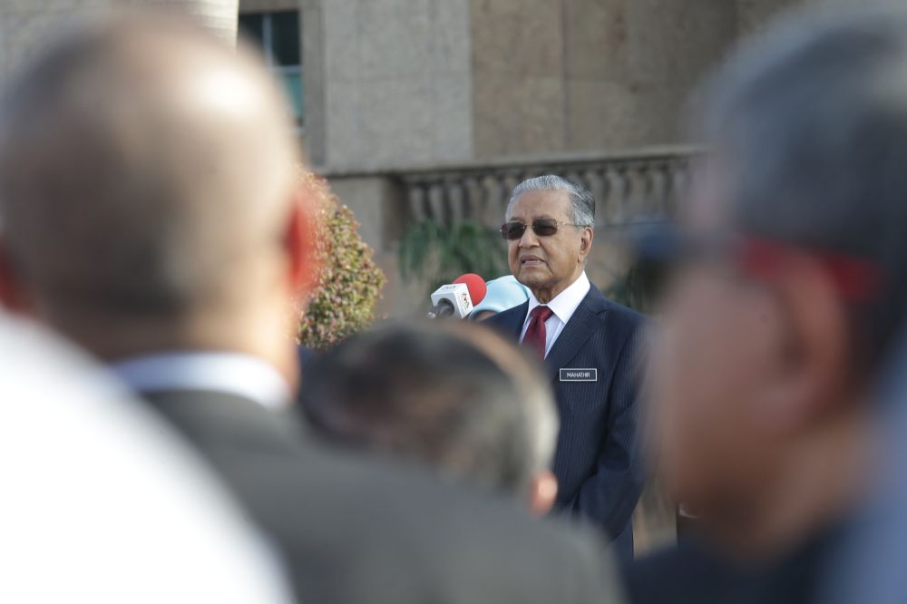 Tun Dr Mahathir Mohamad speaks to civil servants during his monthly address at the Prime Ministeru00e2u20acu2122s Department in Putrajaya May 6, 2019. u00e2u20acu201d Picture by Ahmad Zamzahuri