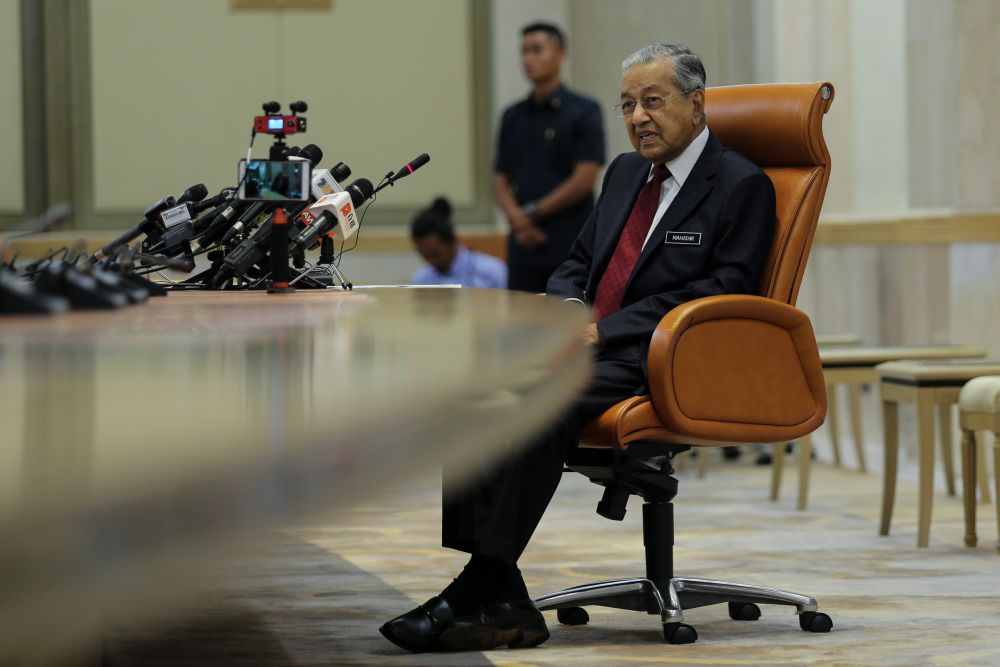Prime Minister Tun Dr Mahathir Mohamad speaks to reporters at the Prime Ministeru00e2u20acu2122s Office in Putrajaya May 6, 2019. u00e2u20acu201d Picture by Ahmad Zamzahuri