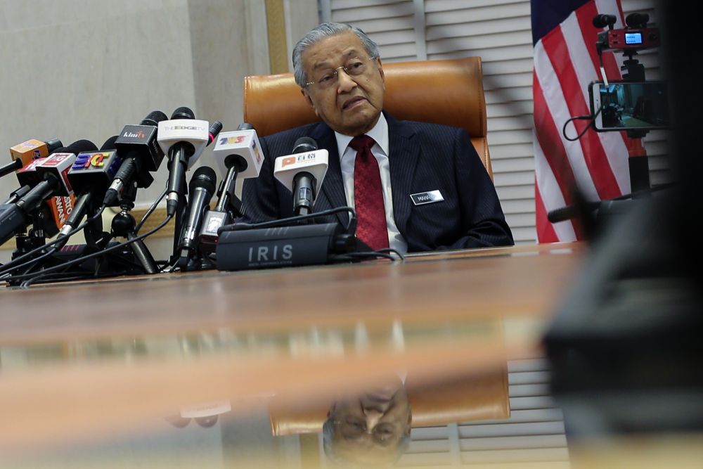 Prime Minister Tun Dr Mahathir Mohamad speaks to reporters at the Prime Ministeru00e2u20acu2122s Office in Putrajaya May 6, 2019. u00e2u20acu201d Picture by Ahmad Zamzahuri