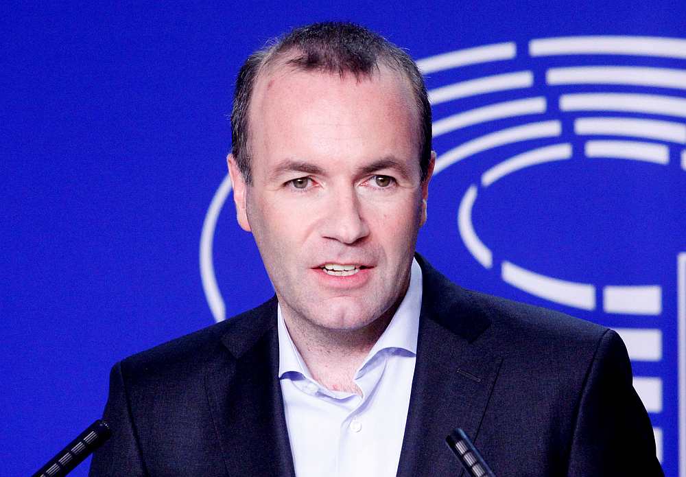 Manfred Weber of the European People's Party (EPP) speaks during a press point which is broadcast live across Europe from the European Parliament in Brussels May 15, 2019 ahead of the elections for EU lawmakers. u00e2u20acu201d Reuters pic