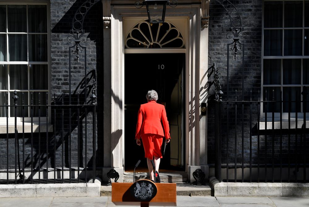 British Prime Minister Theresa May leaves after delivering a statement in London, May 24, 2019. u00e2u20acu201d Reuters pic