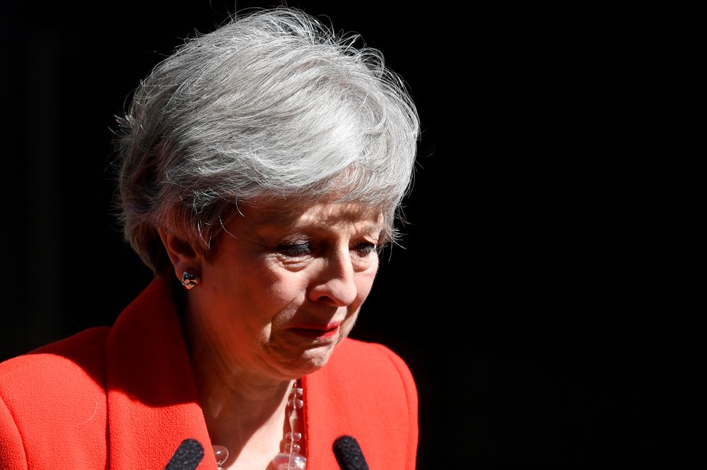 British Prime Minister Theresa May reacts as she delivers a statement in London, May 24, 2019. u00e2u20acu201d Reuters pic