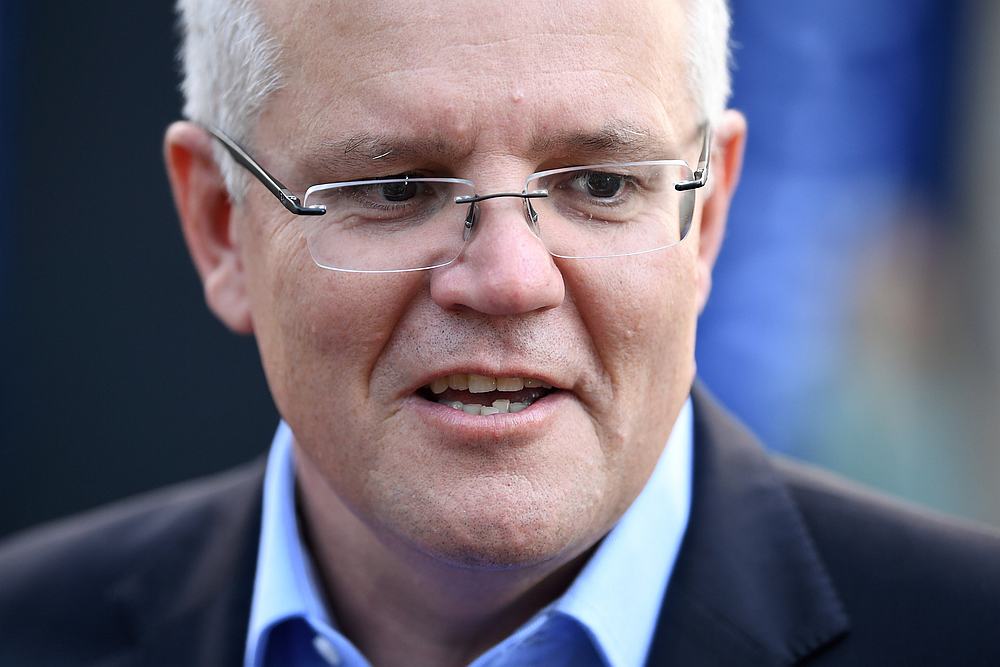 Australian Prime Minister Scott Morrison speaks to the media at the Horizon Church in Sutherland in Sydney May 19, 2019. u00e2u20acu201d AAP Image/Joel Carrett via Reuters