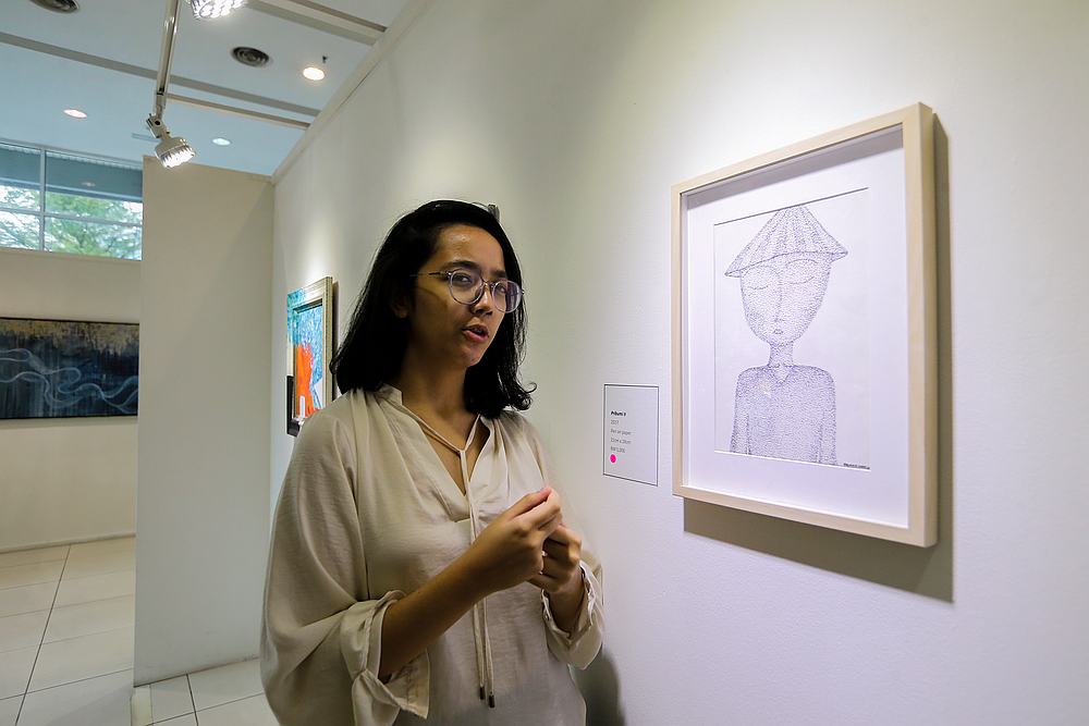 Mulaika’s exhibition covers everything from self-identity to themes of loss and mourning. — Picture by Firdaus Latif 