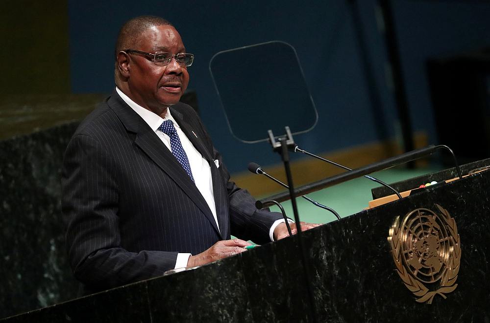 Malawi's President Peter Mutharika speaks at the Nelson Mandela Peace Summit during the 73rd United Nations General Assembly in New York September 24, 2018. u00e2u20acu201d Reuters pic