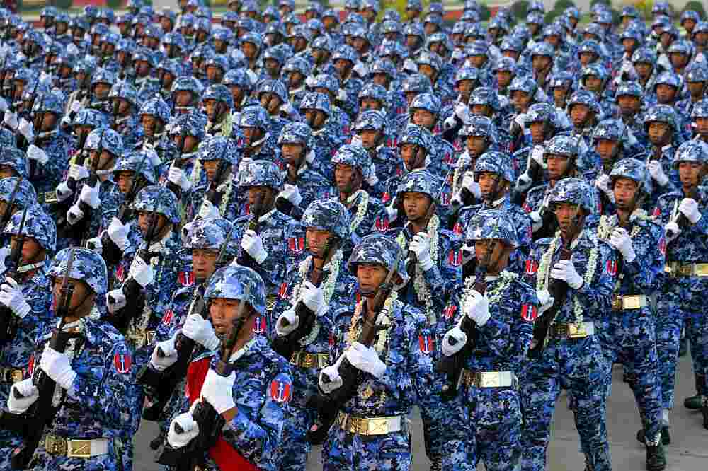 Myanmar's soldiers march in a formation during a parade to mark the country's 74th Armed Forces Day in Naypyidaw March 27, 2019. u00e2u20acu201d AFP pic 