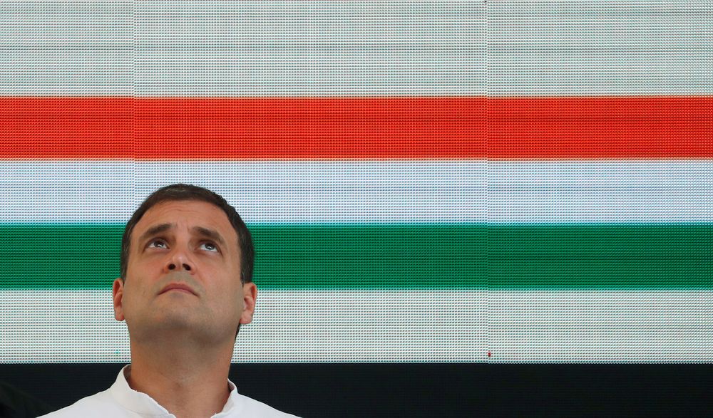 File picture shows Rahul Gandhi, President of India's main opposition Congress party, looking up before releasing his partyu00e2u20acu2122s election manifesto for the April/May general election in New Delhi, India, April 2, 2019. u00e2u20acu201d Reuters pic