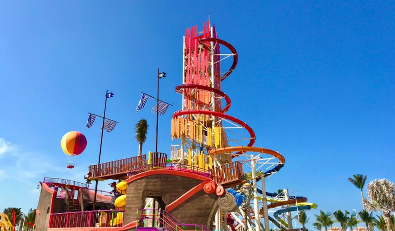 A water slide towers over 40 metres tall on the 'Perfect Day at CocoCay' island. ― AFP pic