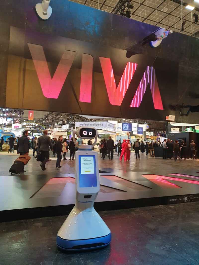 Visitors are welcomed by Heasy by Hease Robotics at VivaTech 2019. u00e2u20acu2022 AFP pic