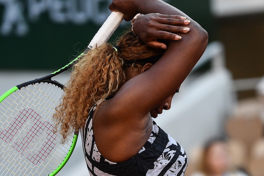 Serena Williams of the US reacts during her womenu00e2u20acu2122s singles third-round match against Sofia Kenin of the US, during the 2019 French Open in Paris June 1, 2019. u00e2u20acu201d AFP pic