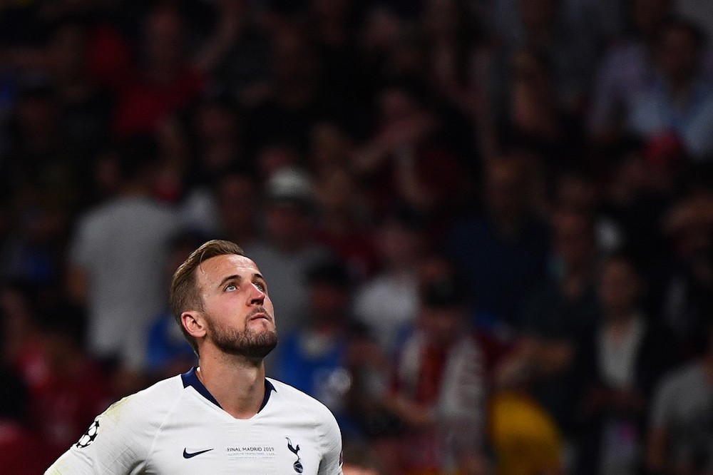 Tottenham Hotspuru00e2u20acu2122s Harry Kane reacts to their defeat at the end of the Uefa Champions League final with Liverpool at the Wanda Metropolitano Stadium in Madrid June 1, 2019. u00e2u20acu201d AFP pic