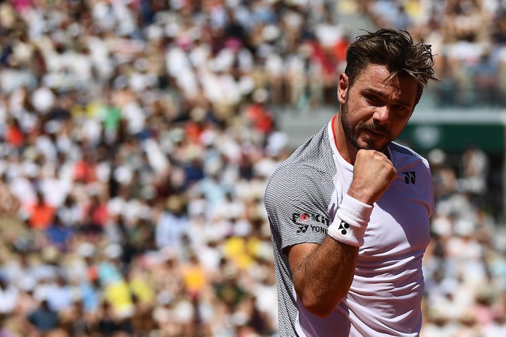 Switzerlandu00e2u20acu2122s Stanislas Wawrinka reacts during his menu00e2u20acu2122s singles fourth-round match against Greeceu00e2u20acu2122s Stefanos Tsitsipas at the 2019 French Open in Paris June 2, 2019. u00e2u20acu201d AFP pic