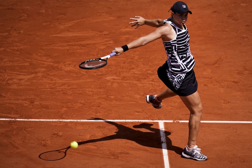 Australiau00e2u20acu2122s Ashleigh Barty plays a backhand return to Madison Keys of the US during their womenu00e2u20acu2122s singles quarter-final match at the 2019 French Open tennis tournament in Paris June 6, 2019. u00e2u20acu201d AFP pic