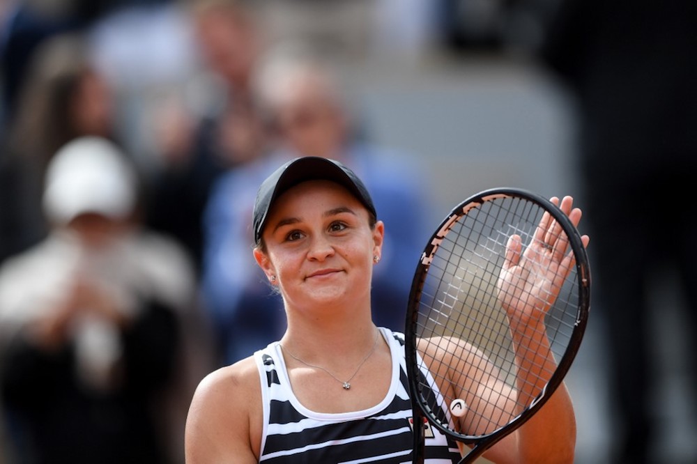 Australiau00e2u20acu2122s Ashleigh Barty celebrates after winning against Czech Republicu00e2u20acu2122s Marketa Vondrousova during their womenu00e2u20acu2122s singles final match at the 2019 French Open in Paris June 8, 2019. u00e2u20acu201d AFP pic