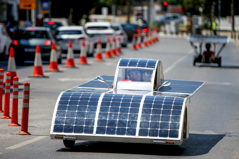 A Cypriot competitor steers his solar car during the Cyprus Instituteu00e2u20acu2122s solar car challenge in Nicosia June 23, 2019. u00e2u20acu201d AFP pic