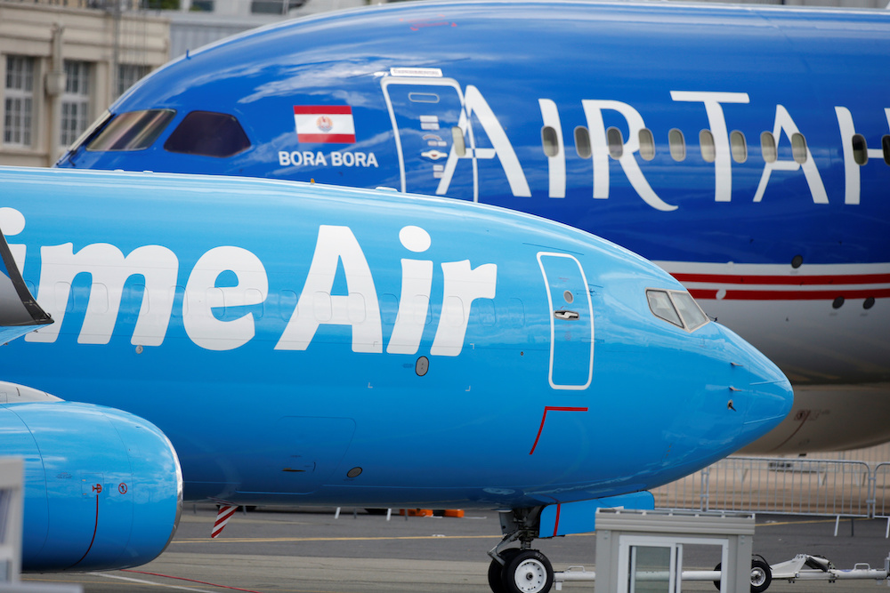 A Boeing 737-83N of Prime Air is taxied front of a Boeing 787-9, before the opening of the 53rd International Paris Air Show at Le Bourget Airport near Paris June 15, 2019. u00e2u20acu201d Reuters pic