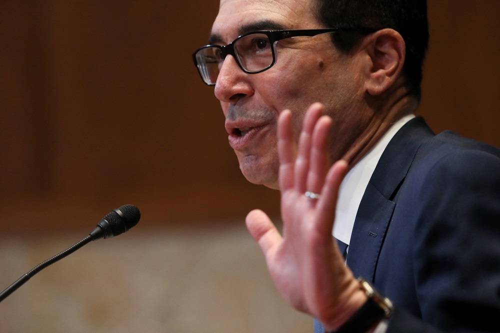 US Treasury Secretary Steven Mnuchin testifies before a Senate Appropriations subcommittee on Capitol Hill in Washington May 15, 2019. u00e2u20acu201d Reuters pic