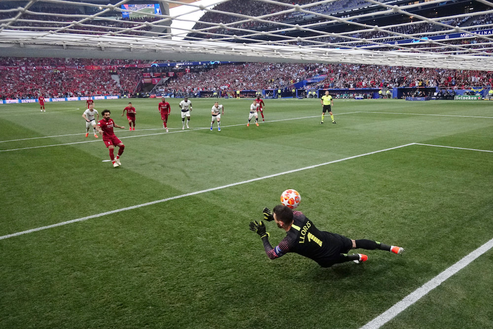 Liverpool’s Mohamed Salah scores their first goal from the penalty spot during the Uefa Champions League final with Tottenham Hotspur at Wanda Metropolitano in Madrid June 1, 2019. — Reuters pic