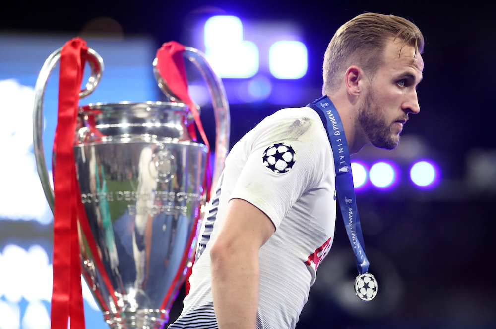 Tottenhamu00e2u20acu2122s Harry Kane walks past the trophy after losing the Uefa Champions League final at Wanda Metropolitano in Madrid June 1, 2019. u00e2u20acu201d Reuters pic