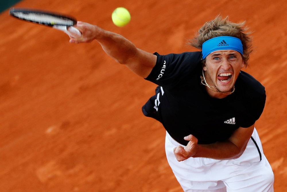Germanyu00e2u20acu2122s Alexander Zverev in action during his fourth-round match against Italyu00e2u20acu2122s Fabio Fognini at the 2019 French Open June 3, 2019. u00e2u20acu201d Reuters pic