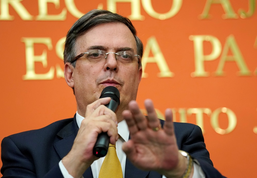 Mexican Foreign Minister Marcelo Ebrard speaks during a press conference at the Mexican Embassy following his meeting on tariffs at the White House in Washington June 5, 2019. u00e2u20acu201d Reuters pic