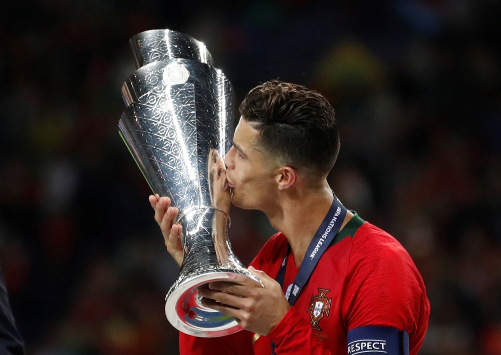 Portugalu00e2u20acu2122s Cristiano Ronaldo celebrates winning the Uefa Nations League Final in Porto June 9, 2019. u00e2u20acu201d Action Images via Reuters