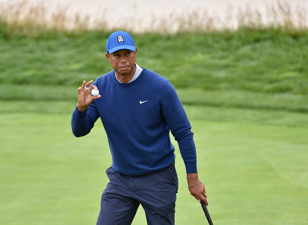 Tiger Woods after putting on the 1st green during the second round of the 2019 US Open golf tournament at Pebble Beach Golf Links June 14, 2019. u00e2u20acu201d Picture by Orlando Ramirez-USA TODAY Sports via Reuters