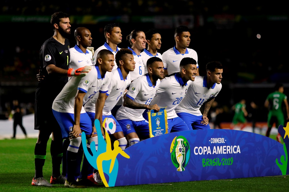 Brazil players pose for a team group photo before the match against Bolivia at the Morumbi Stadium in Sao Paulo June 14, 2019. u00e2u20acu201d Reuters pic