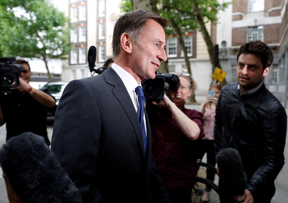 Jeremy Hunt, leadership candidate for Britain's Conservative Prime Minister, arrives for a hustings event in London June 21, 2019. u00e2u20acu201d Reuters pic