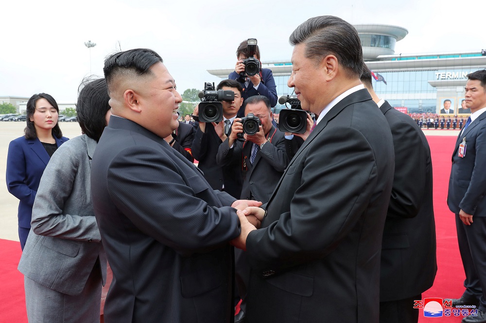 North Korean leader Kim Jong Un shakes hands with Chinese President Xi Jinping during Xi's visit in Pyongyang June 21, 2019. u00e2u20acu201d Picture by KCNA via Reuters