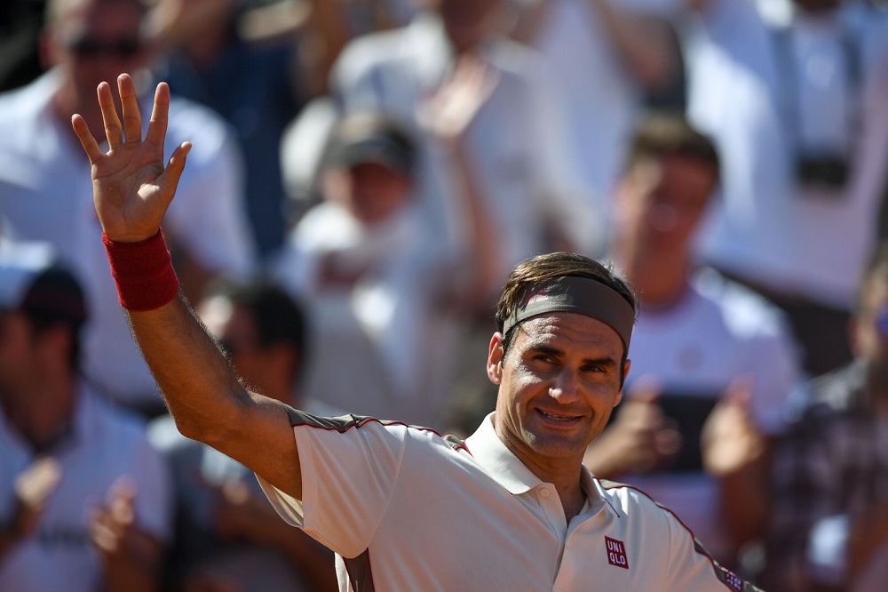 Roger Federer celebrates after winning against Casper Ruud at the 2019 French Open tennis tournament in Paris May 31, 2019. u00e2u20acu201d AFP pic