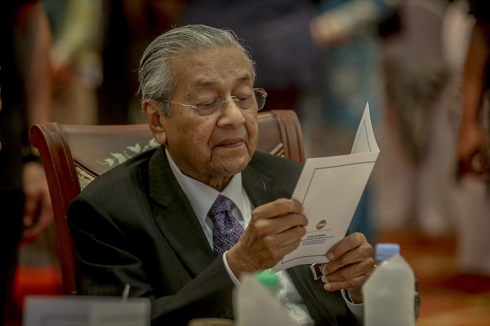 Prime Minister Tun Dr Mahathir Mohamad attends the Prime Ministeru00e2u20acu2122s Department Hari Raya Aidilfitri open house in Putrajaya June 20, 2019. u00e2u20acu201d Picture by Firdaus Latif
