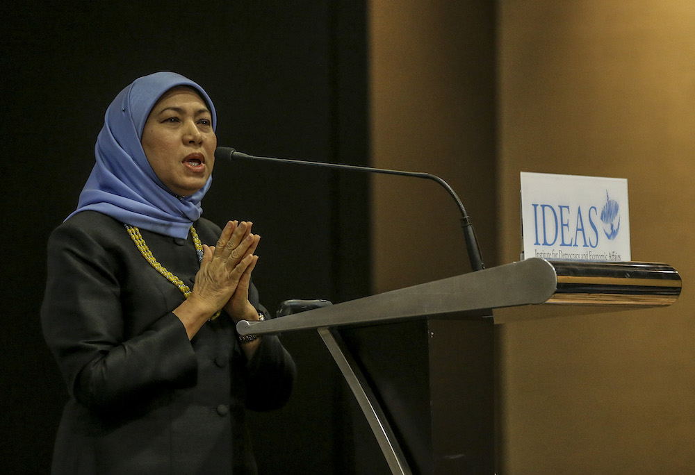 Batang Sadong MP Datuk Seri Nancy Shukri speaks during IDEAS forum u00e2u20acu02dcThe Next Four Years: What Now for Malaysia?u00e2u20acu2122 in Kuala Lumpur June 28, 2019. u00e2u20acu201d Picture by Firdaus Latif