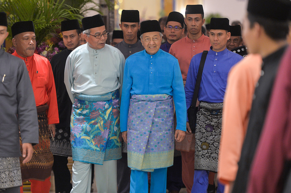 Prime Minister Tun Dr Mahathir Mohamad arrives for his Hari Raya Open House at Seri Perdana in Putrajaya June 5, 2019. u00e2u20acu201d Picture by Mukhriz Hazim