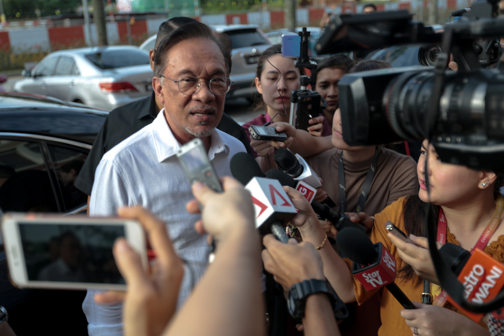 PKR president Datuk Seri Anwar Ibrahim arrives at PKR headquarters in Petaling Jaya June 12, 2019. u00e2u20acu201d Picture by Ahmad Zamzahuri