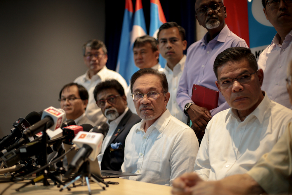 PKR president Datuk Seri Anwar Ibrahim speaks to reporters at PKR headquarters in Petaling Jaya June 12, 2019. u00e2u20acu201d Picture by Ahmad Zamzahuri
