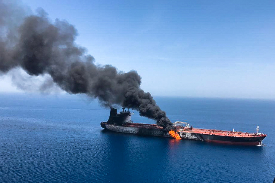 An oil tanker is seen after it was attacked at the Gulf of Oman, in waters between Gulf Arab states and Iran, June 13, 2019. u00e2u20acu201d Reuters pic