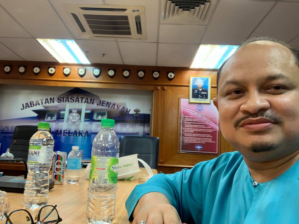 Primary Industries Deputy Minister Shamsul Iskandar Mohd Akin at the Melaka state police headquarters June 14, 2019. u00e2u20acu201d Picture via Facebook/Shamsul Iskandar Mohd Akin
