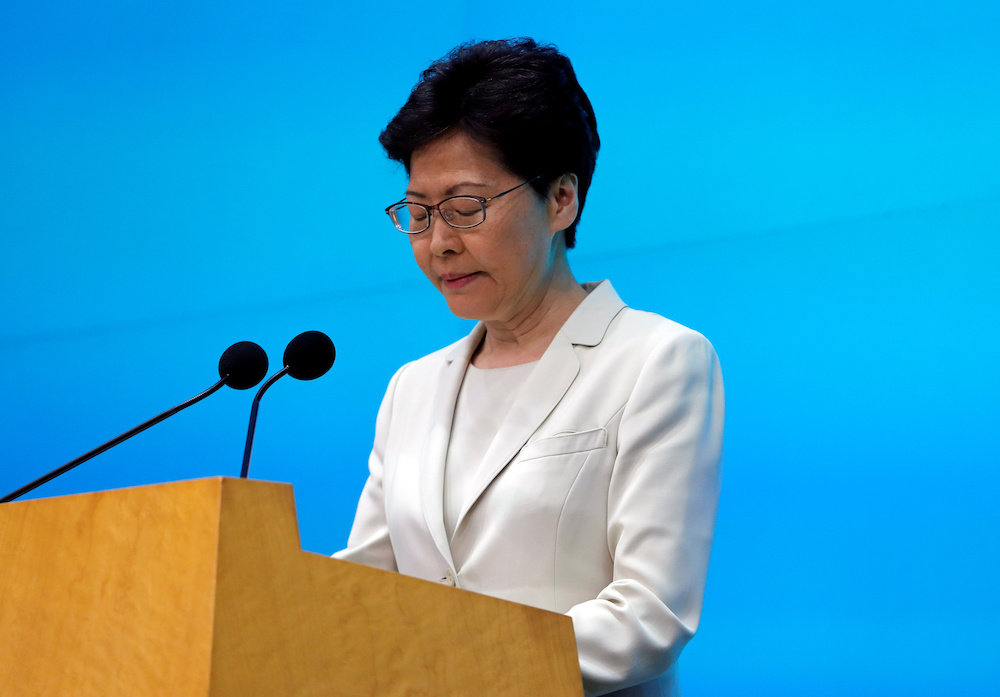 Hong Kong Chief Executive Carrie Lam attends a news conference in Hong Kong June 18, 2019. u00e2u20acu201d Reuters picnn