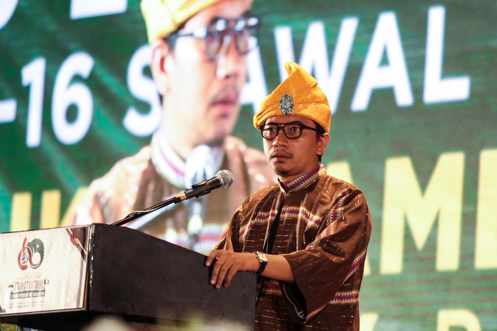 PAS Youth chief Muhammad Khalil Abdul Hadi speaks during the Dewan Pemuda at Muktamar 2019 in Gambang, Pahang June 19, 2019. u00e2u20acu201d Picture by Ahmad Zamzahuri