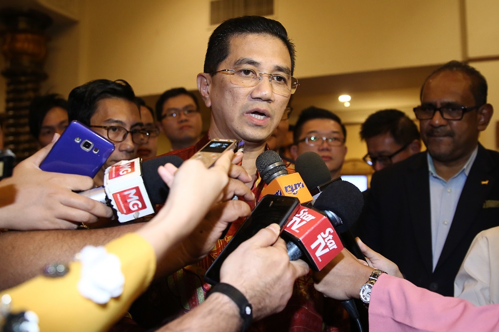Economic Affairs Minister Datuk Seri Azmin Ali speaks to reporters after the Asia Business Leadership Excellence and Lifetime Achievement Awards and gala dinner in Kuala Lumpur June 20, 2019. u00e2u20acu201d Picture by Yusof Mat Isa