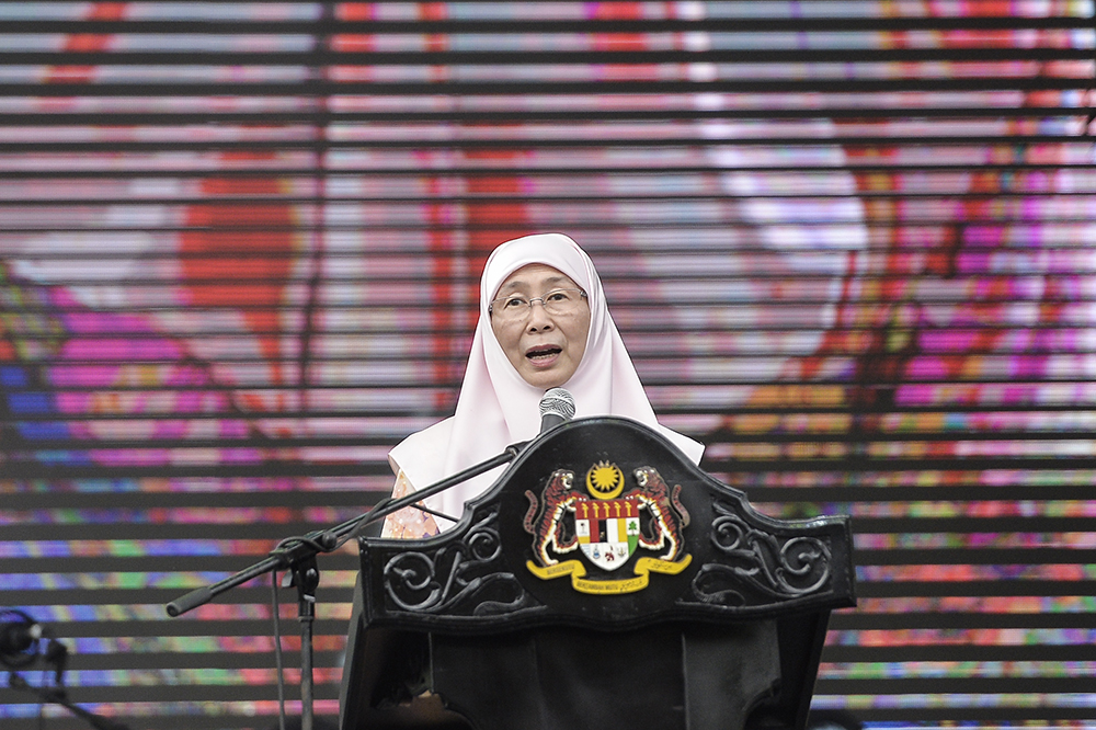 Deputy Prime Minister Datuk Seri Dr Wan Azizah Wan Ismail speaks during a Hari Raya open house event at the Royal Museum in Kuala Lumpur June 22, 2019. u00e2u20acu201d Picture by Miera Zulyana