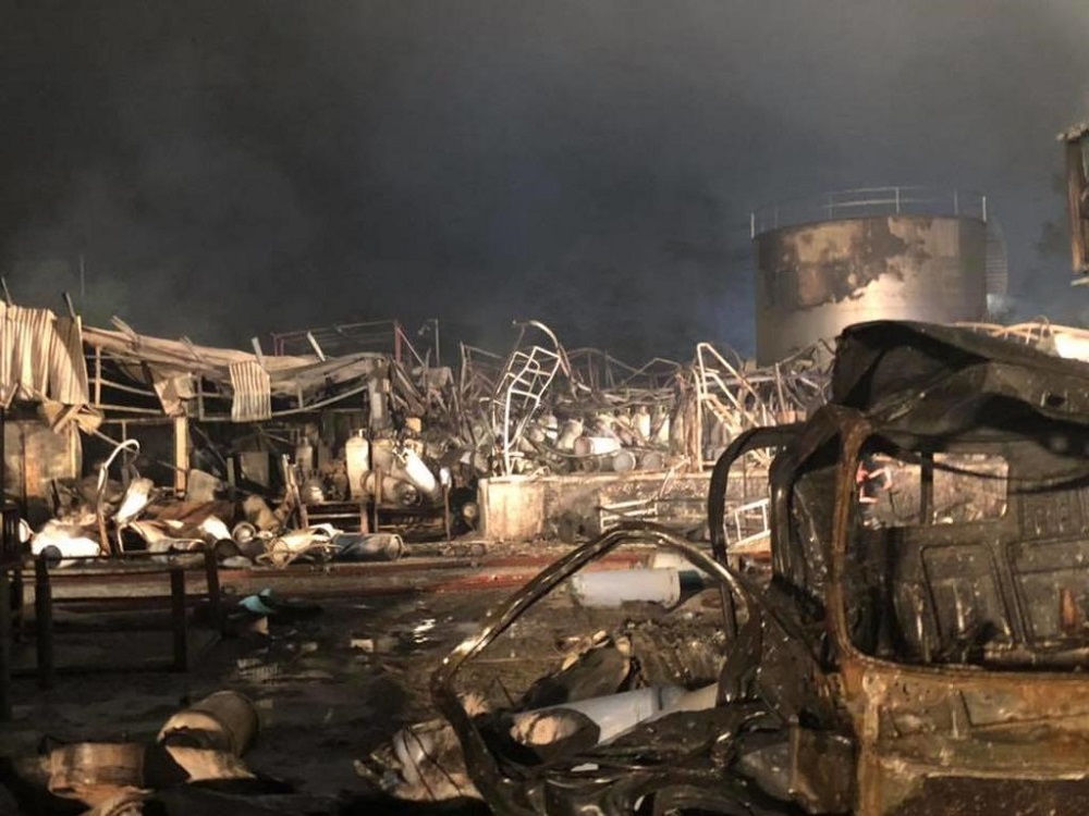 The aftermath of the massive fire that broke out at a LPG facility in Jalan Buroh in Jurong June 21, 2019. u00e2u20acu201d TODAY pic