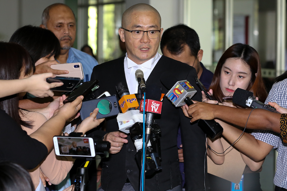 Lawyer Kitson Foong speaks to reporters at the Shah Alam High Court June 26, 2019. — Picture by Yusof Mat Isa