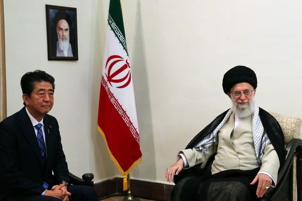 Iranian Supreme Leader Ayatollah Ali Khamenei during a meeting with Japanese Prime Minister Shinzo Abe in Tehran on June 13, 2019. u00e2u20acu201d Iranian Supreme Leaderu00e2u20acu2122s website handout /AFP pic