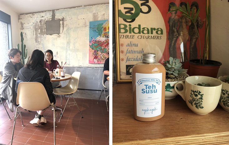 As there are a lot of similarities between the Korean and Malaysian cuisine with the spicy, sweet and strong savoury flavours, this food tastes familiar to Korean diners (left). Basira Yeusuff also serves drinks like 'teh susu' in bottles.